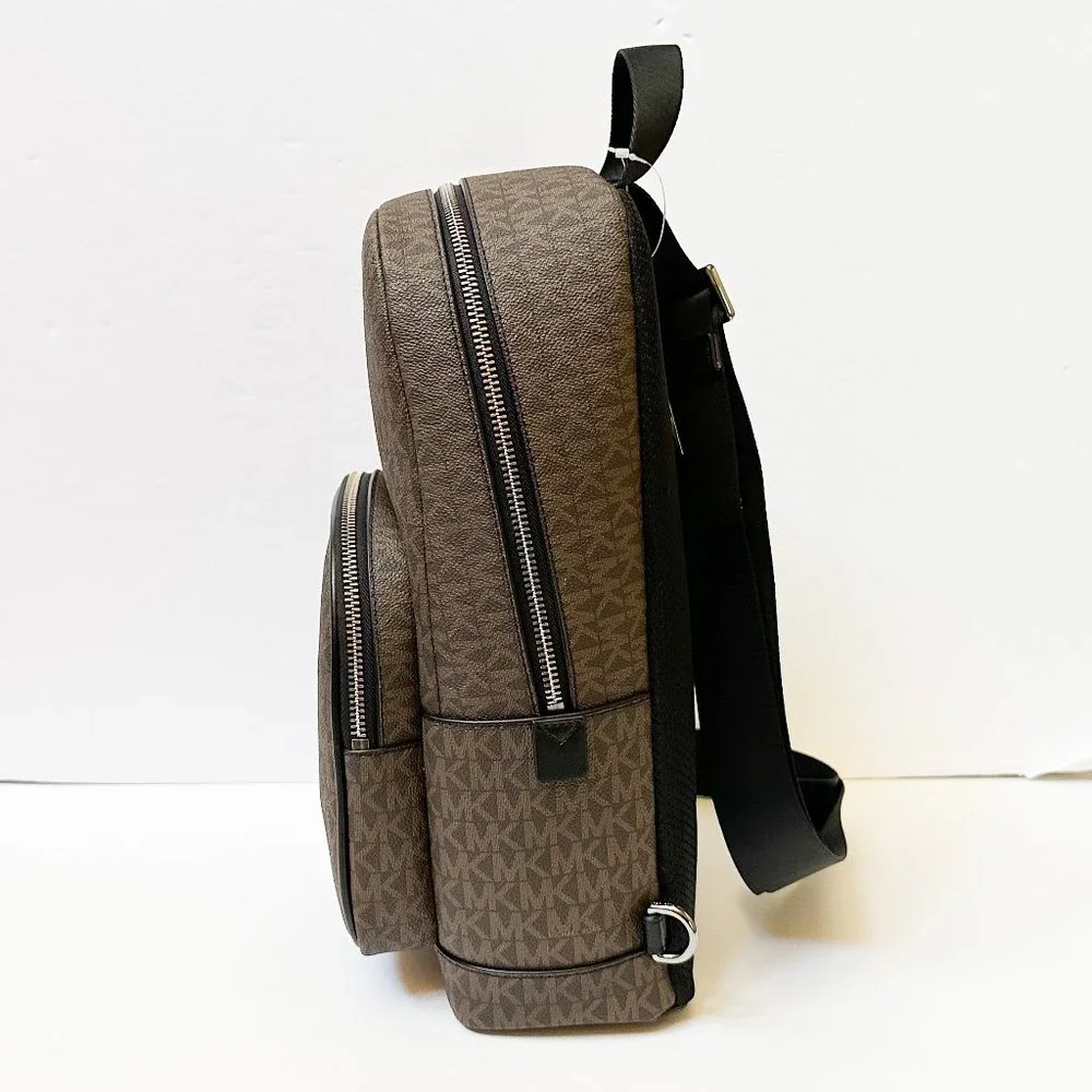 Michael Kors Cooper Sling Pack Backpack MK Signature Brown Black - Picture 4 of 10